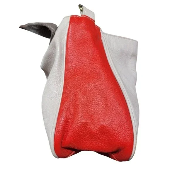 Boden Red & Gray Leather Crossbody Bag With Floral Lining - Picture 8 of 16